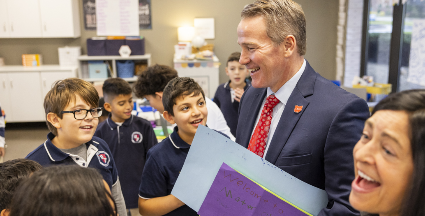 Senator Jon Husted visiting students at Ohio school