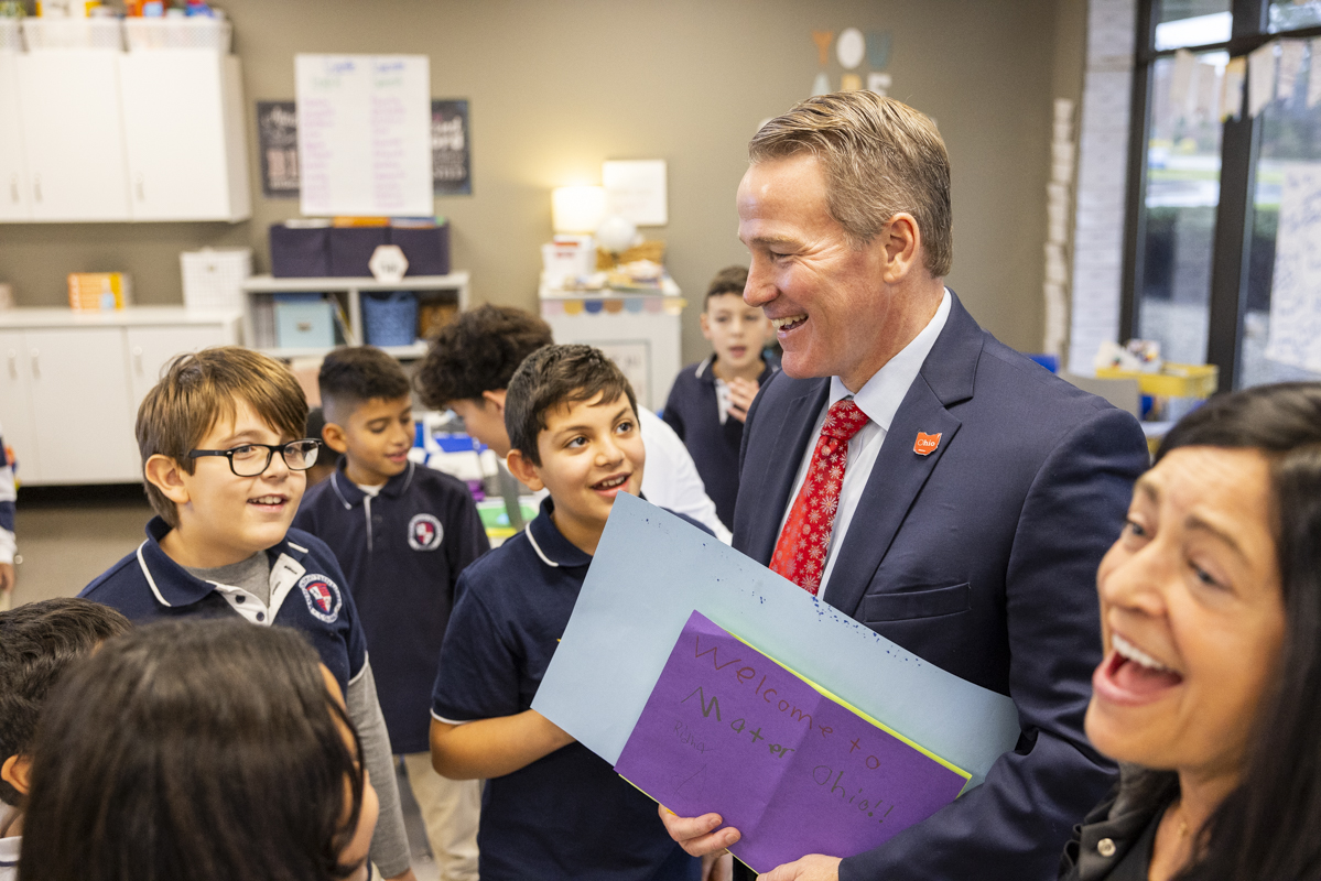 Senator Jon Husted speaking to educators and students